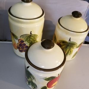 Tabletops Gallery,harlequin fruit, 3 PC. Canister